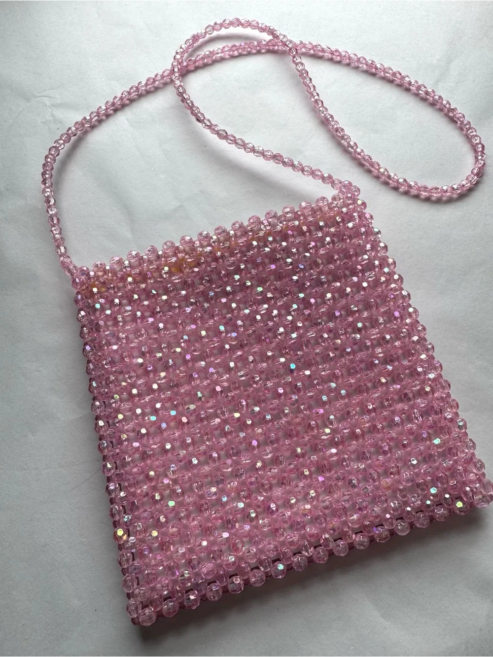 y2k Hello Kitty Bead Bag Pink Kidcore 2000s Vintage Style Mini Crossbody Purse